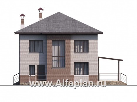 Проекты домов Альфаплан - «Печора» - стильный двухэтажный коттедж - превью фасада №4