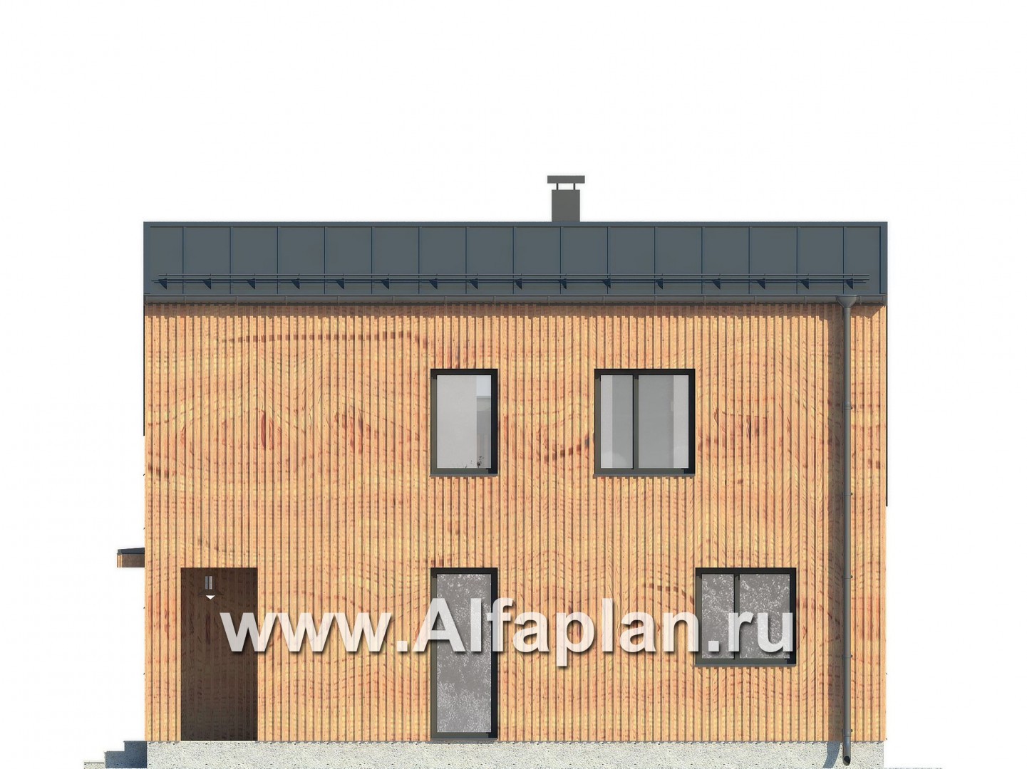 Проект дома с мансардой, из газобетона, в современном стиле - фасад дома