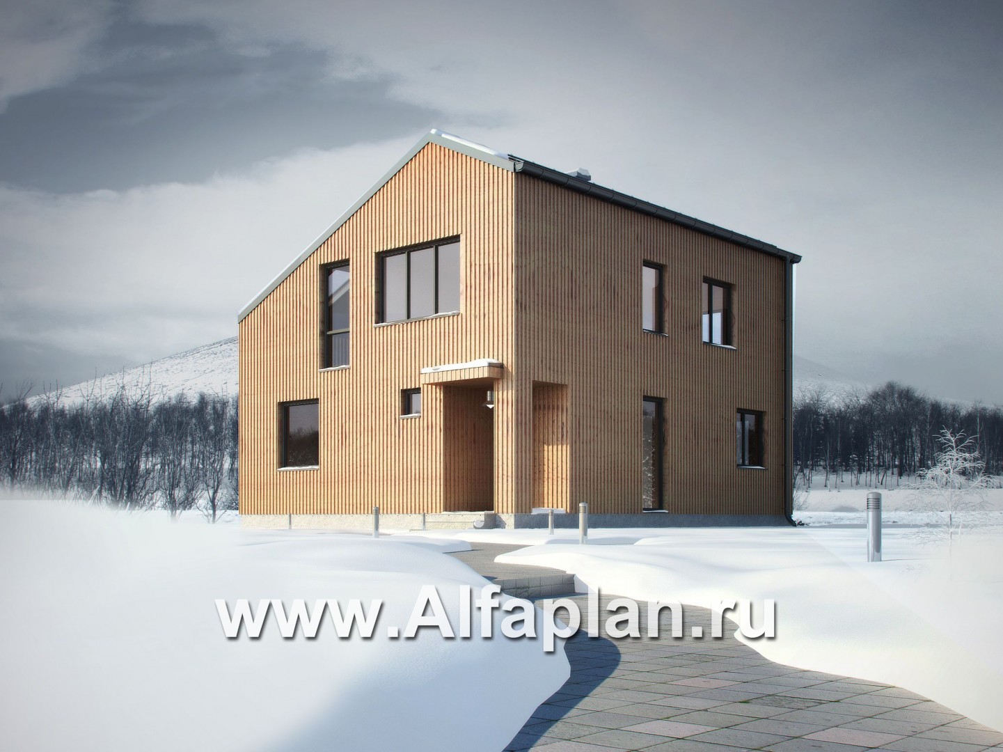 Проект дома с мансардой, из газобетона, в современном стиле - дизайн дома №1