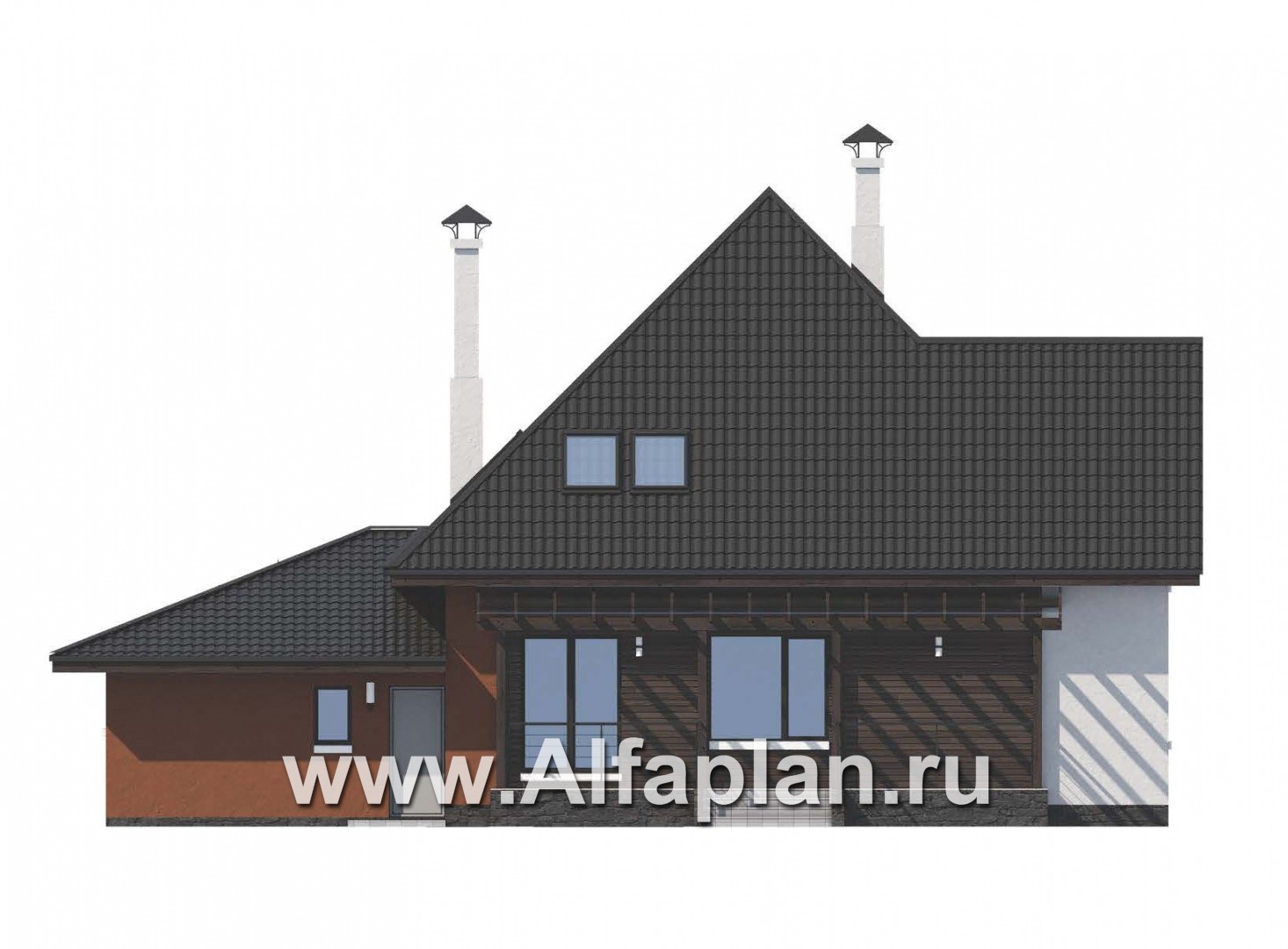 Проекты домов Альфаплан - «Сириус» - современный мансардный дом - изображение фасада №4