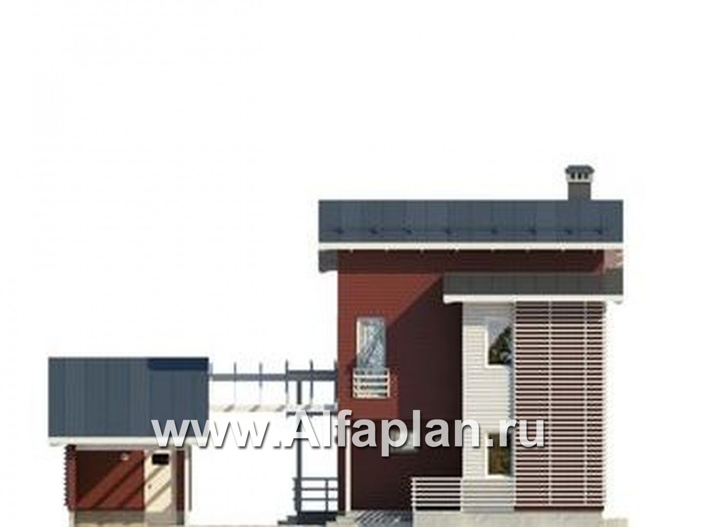 Проекты домов Альфаплан - Современный каркасный дом - изображение фасада №1
