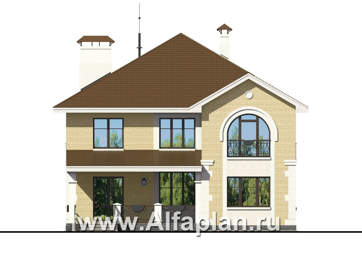Проекты домов Альфаплан - «Феникс» - Двухэтажный коттедж с компактным планом - изображение фасада №4