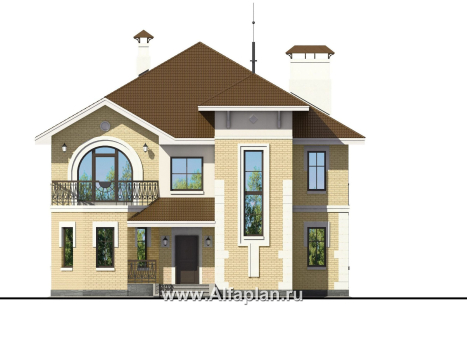 Проекты домов Альфаплан - «Феникс» - Двухэтажный коттедж с компактным планом - превью фасада №1