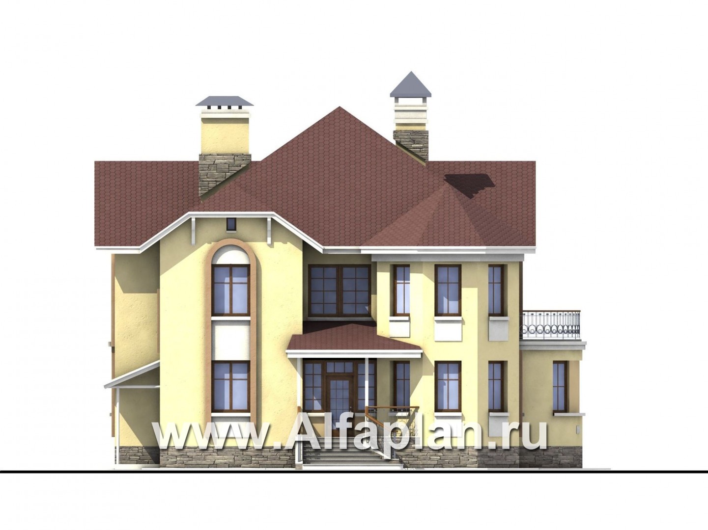 Проекты домов Альфаплан - «Амбиент» - загородный дом с эркером - изображение фасада №1