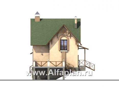 Проекты домов Альфаплан - «Яблоко» - дом для узкого участка с рельефом - превью фасада №2