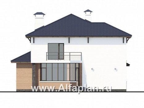 Проекты домов Альфаплан - «Эликсир» - современный коттедж с эффектной гостиной - превью фасада №4