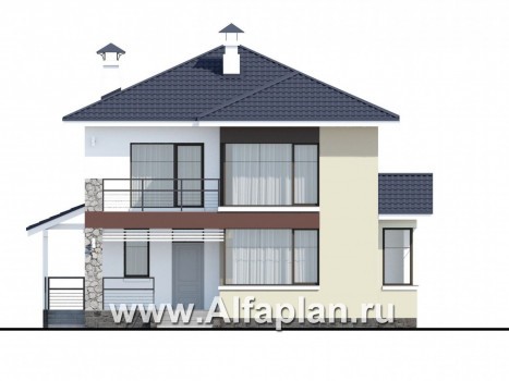 Проекты домов Альфаплан - «Лотос» - компактный современный двухэтажный дом - превью фасада №1