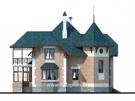 Проекты домов Альфаплан - «Баттерфляй» - коттедж для углового участка - превью фасада №3