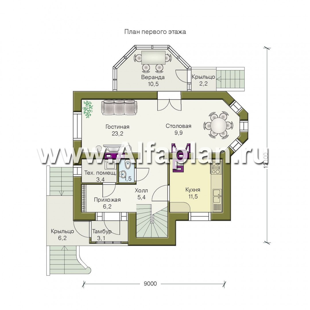 Проекты домов Альфаплан - «Шале Малек» - компактный загородный дом для небольшого участка - изображение плана проекта №1