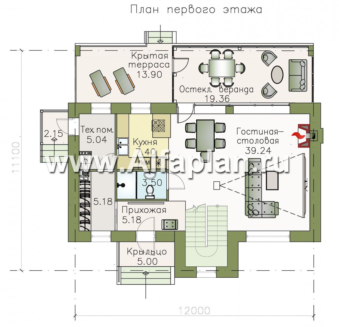 «Мотивация успеха» - проект двухэтажного дома с террасой, в скандинавском стиле - план дома