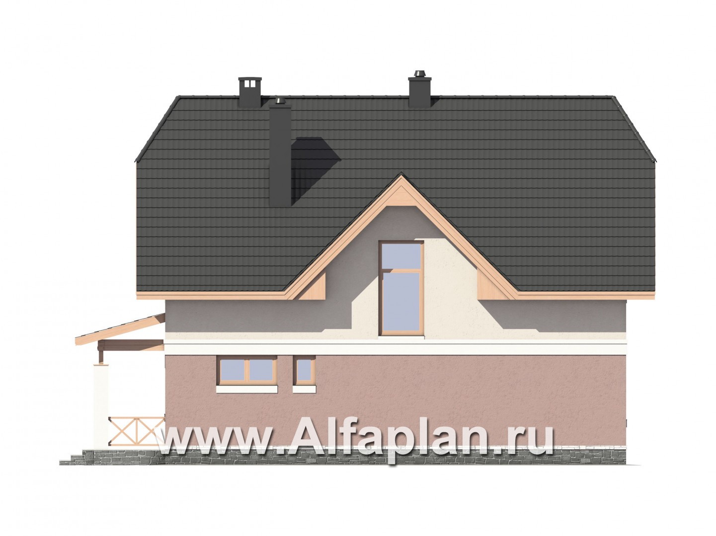 Проекты домов Альфаплан - Экономичный дом из газобетона - изображение фасада №4