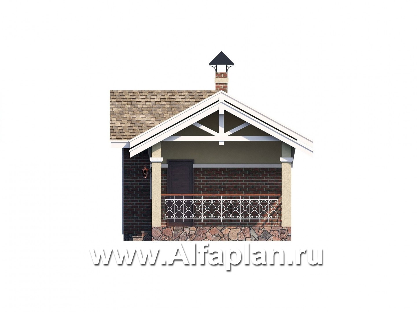 Проекты домов Альфаплан - Дом для отдыха(баня) с уютным крыльцом - изображение фасада №2