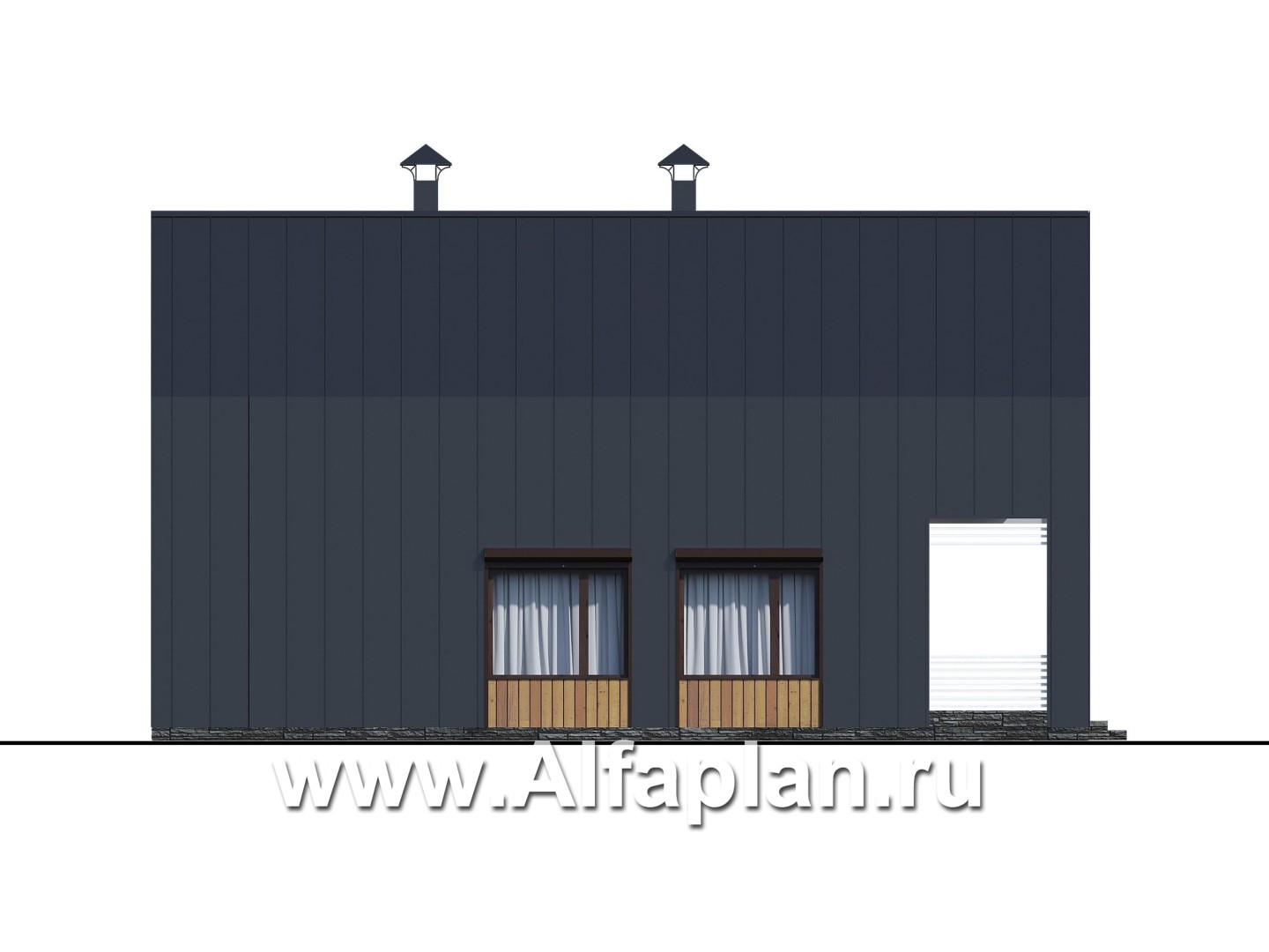 Проекты домов Альфаплан - «Тау» - эксклюзивный коттедж в современном дизайне - изображение фасада №3
