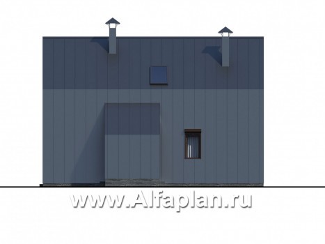 Проекты домов Альфаплан - «Тау» - двухэтажный дом с фальцевыми фасадами и кровлей - превью фасада №2