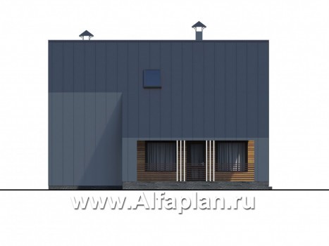 Проекты домов Альфаплан - «Тау» - двухэтажный дом с фальцевыми фасадами и кровлей - превью фасада №3