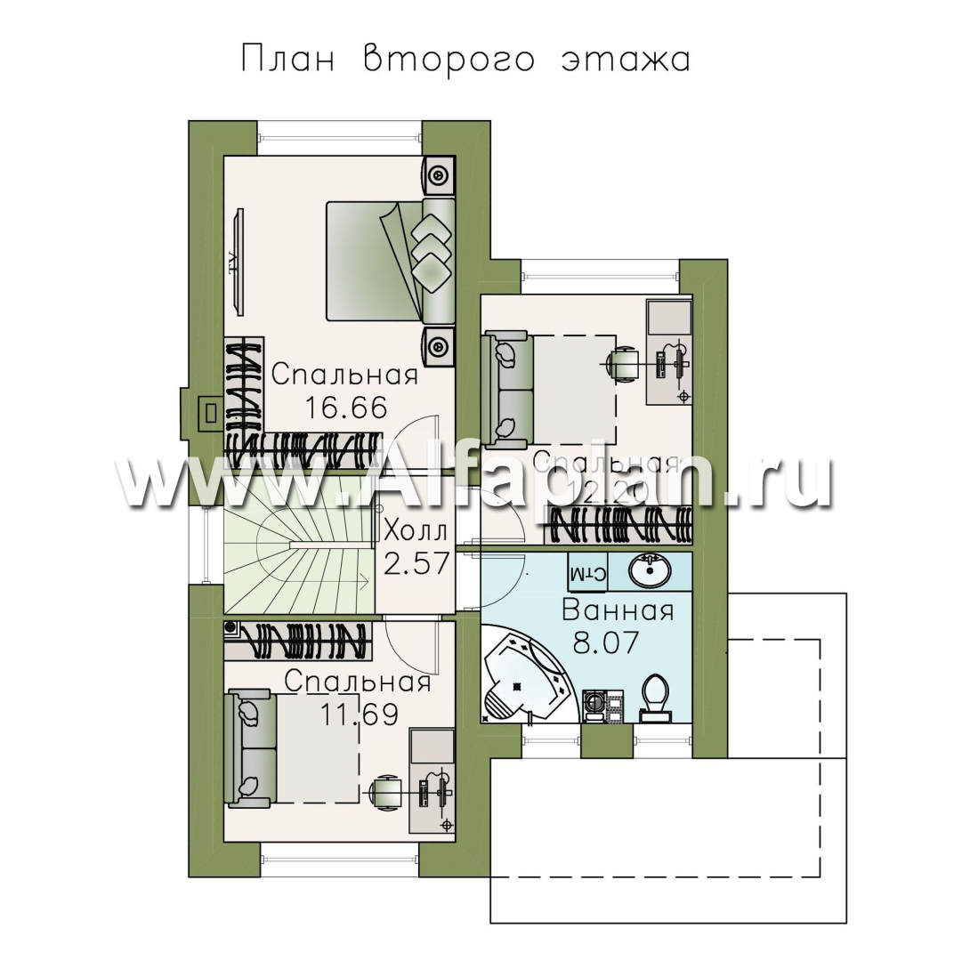 Проекты домов Альфаплан - «Каюткомпания» - экономичный дом для небольшой семьи и маленького участка - изображение плана проекта №2