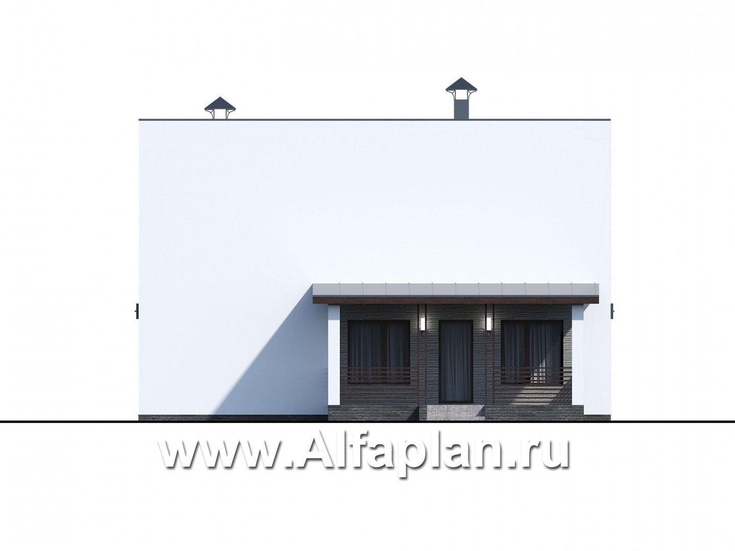Проекты домов Альфаплан - «Тау» - каркасный дом с односкатной кровлей - изображение фасада №3
