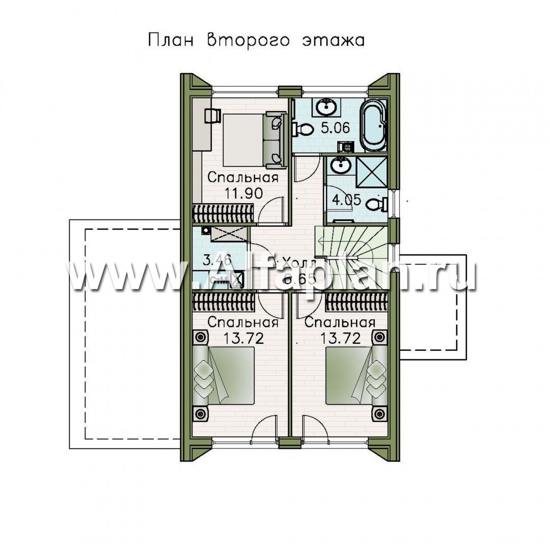 Проекты домов Альфаплан - «Тау» - каркасный дом с односкатной кровлей - план проекта №2