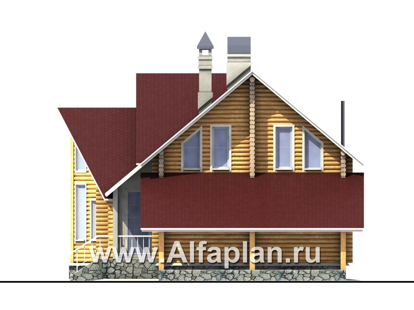 Проекты домов Альфаплан - «Л-Хаус» - деревянный дом с навесом для машины - изображение фасада №2
