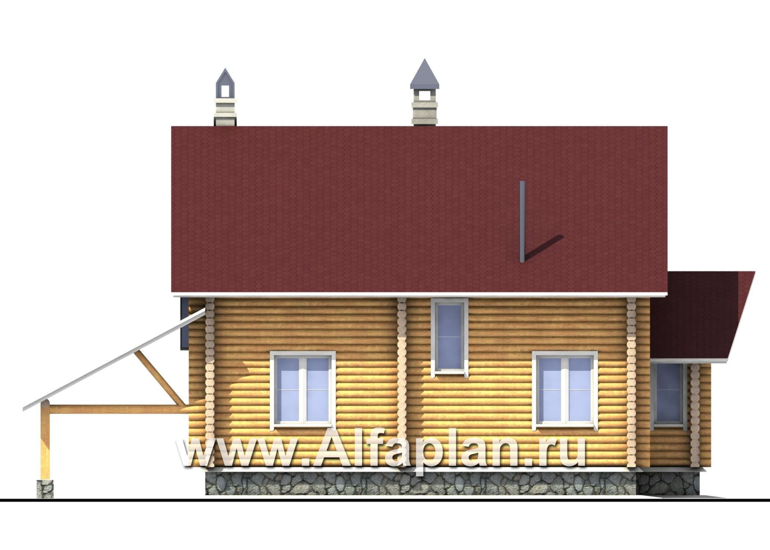 Проекты домов Альфаплан - «Л-Хаус» - деревянный дом с навесом для машины - изображение фасада №4