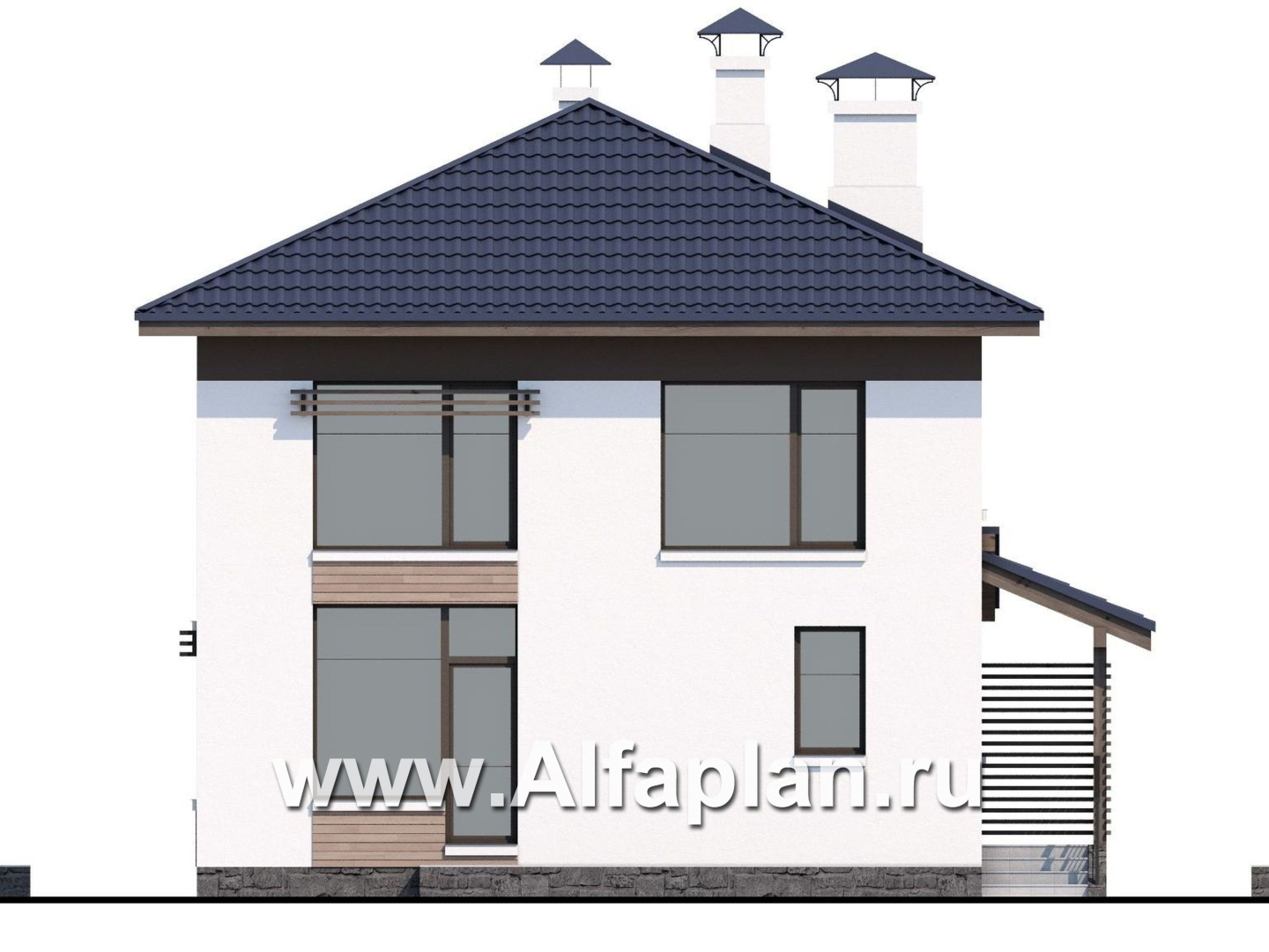 Проекты домов Альфаплан - Двухэтажный дом из кирпича «Бухта счастья» для небольшого участка - изображение фасада №4