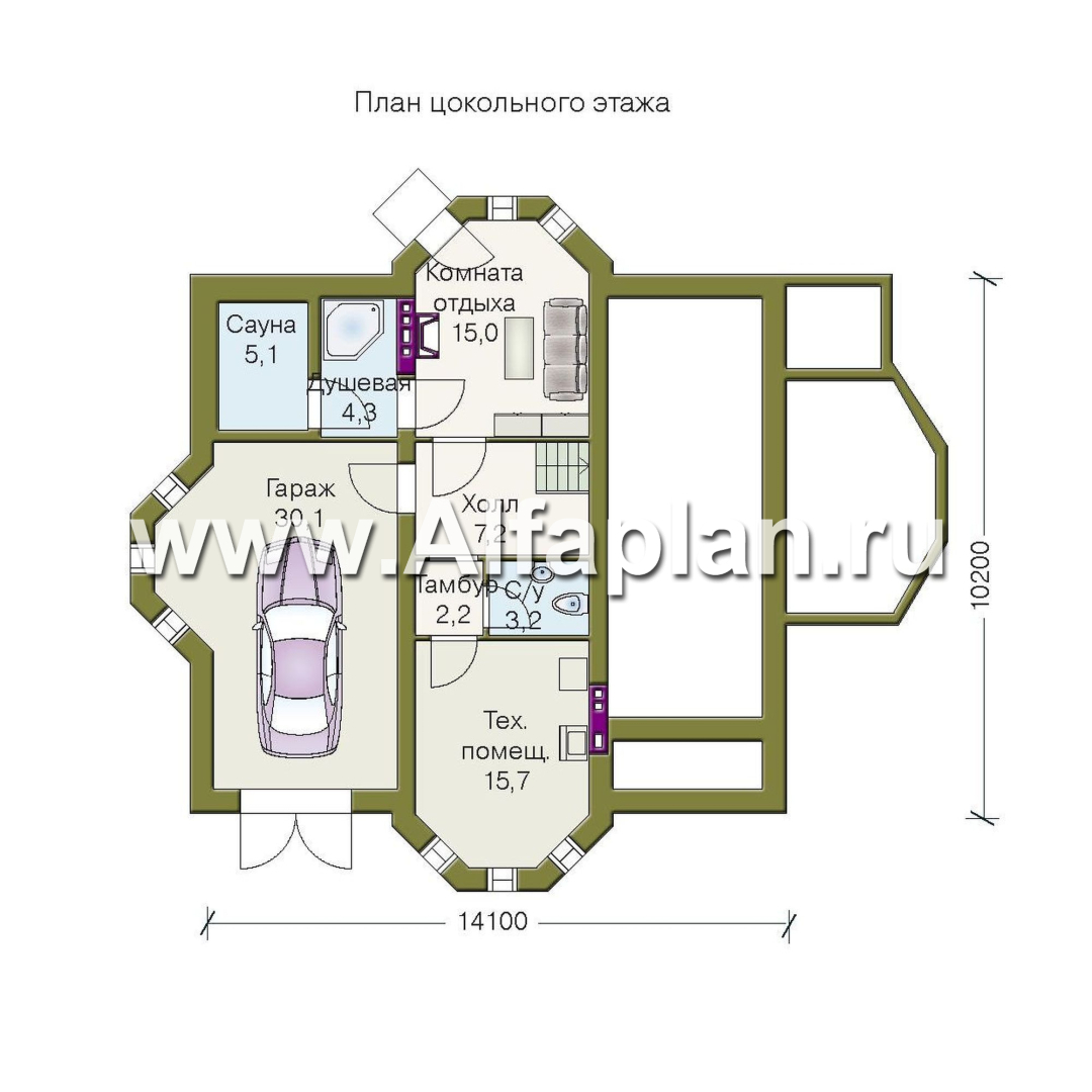 Проекты домов Альфаплан - «Верона» - респектабельный коттедж с гаражом - изображение плана проекта №1