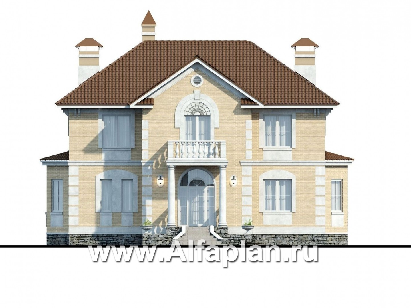 Проекты домов Альфаплан - «Головин»- особняк в стиле Петровских традиций - изображение фасада №1