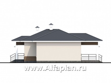 «Безоблачный» - проект одноэтажного дома (дача), с террасой, планировка 3 спальни - превью фасада дома