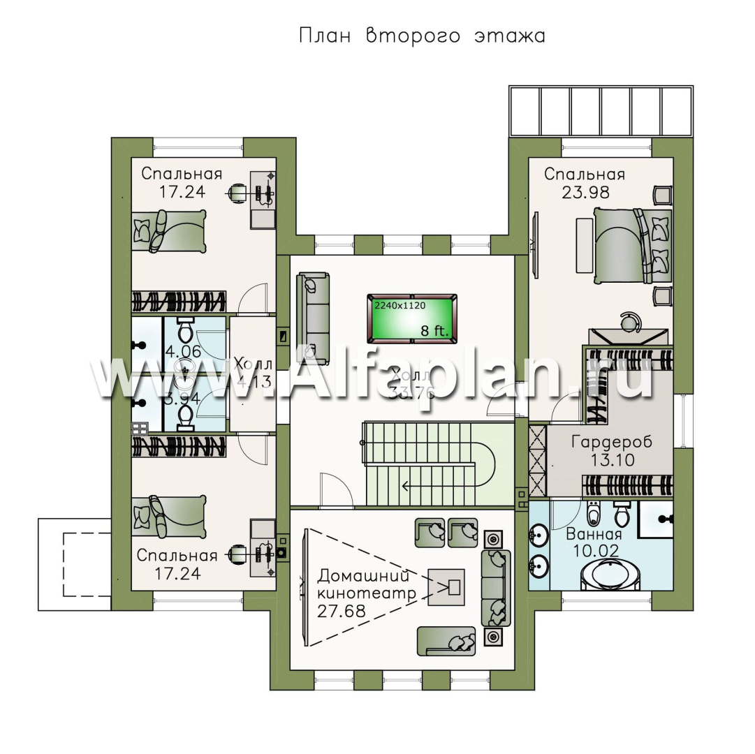 Проекты домов Альфаплан - «Меньшиков» - респектабельный классический двухэтажный особняк - план проекта №2