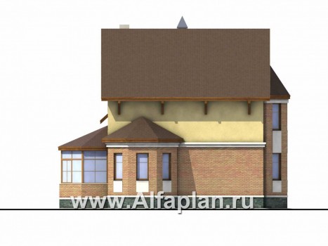 Проекты домов Альфаплан - «Поколение» - блокированный дом с эркерами - превью фасада №3