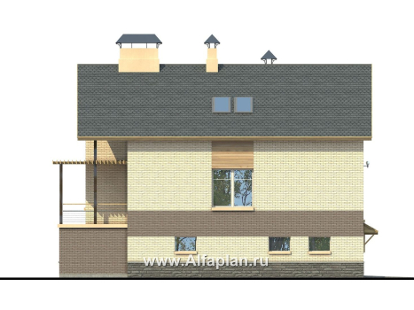 Проекты домов Альфаплан - «Эврика!» - удобный дом из блоков или кирпичей для маленького участка - превью фасада №3