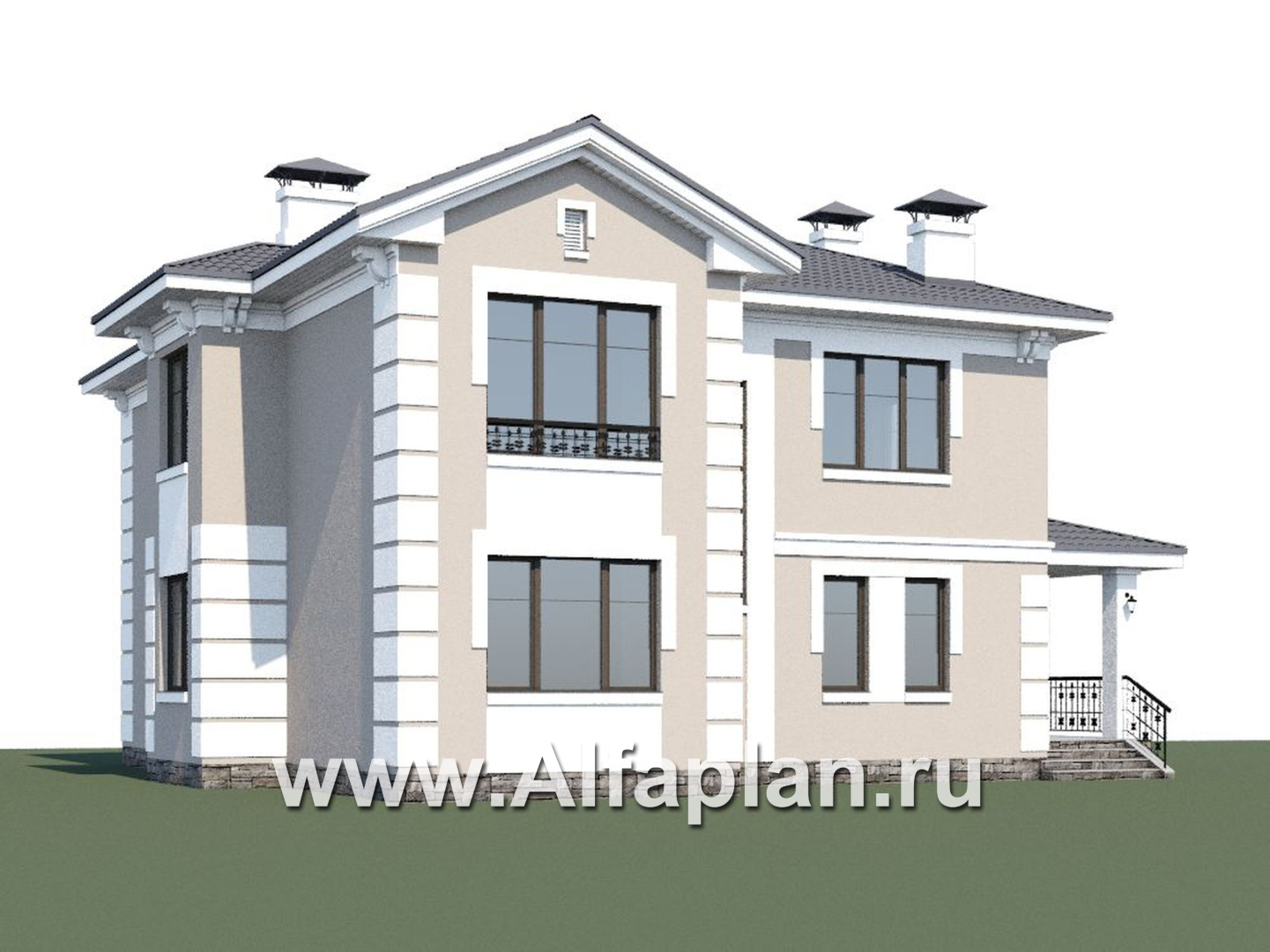 «Галатея» - проект двухэтажного дома с эркером и с террасой, в стиле эклектика - дизайн дома №1