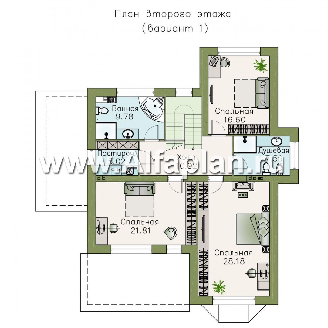 Проекты домов Альфаплан - «Галатея» - двухэтажный коттедж в традиционном стиле - изображение плана проекта №2