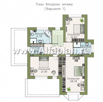 Проекты домов Альфаплан - «Галатея» - двухэтажный коттедж в традиционном стиле - превью плана проекта №2