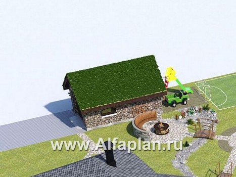 Проекты домов Альфаплан - Хозяйственный блок для хранения садовой техники и инвентаря - превью дополнительного изображения №1