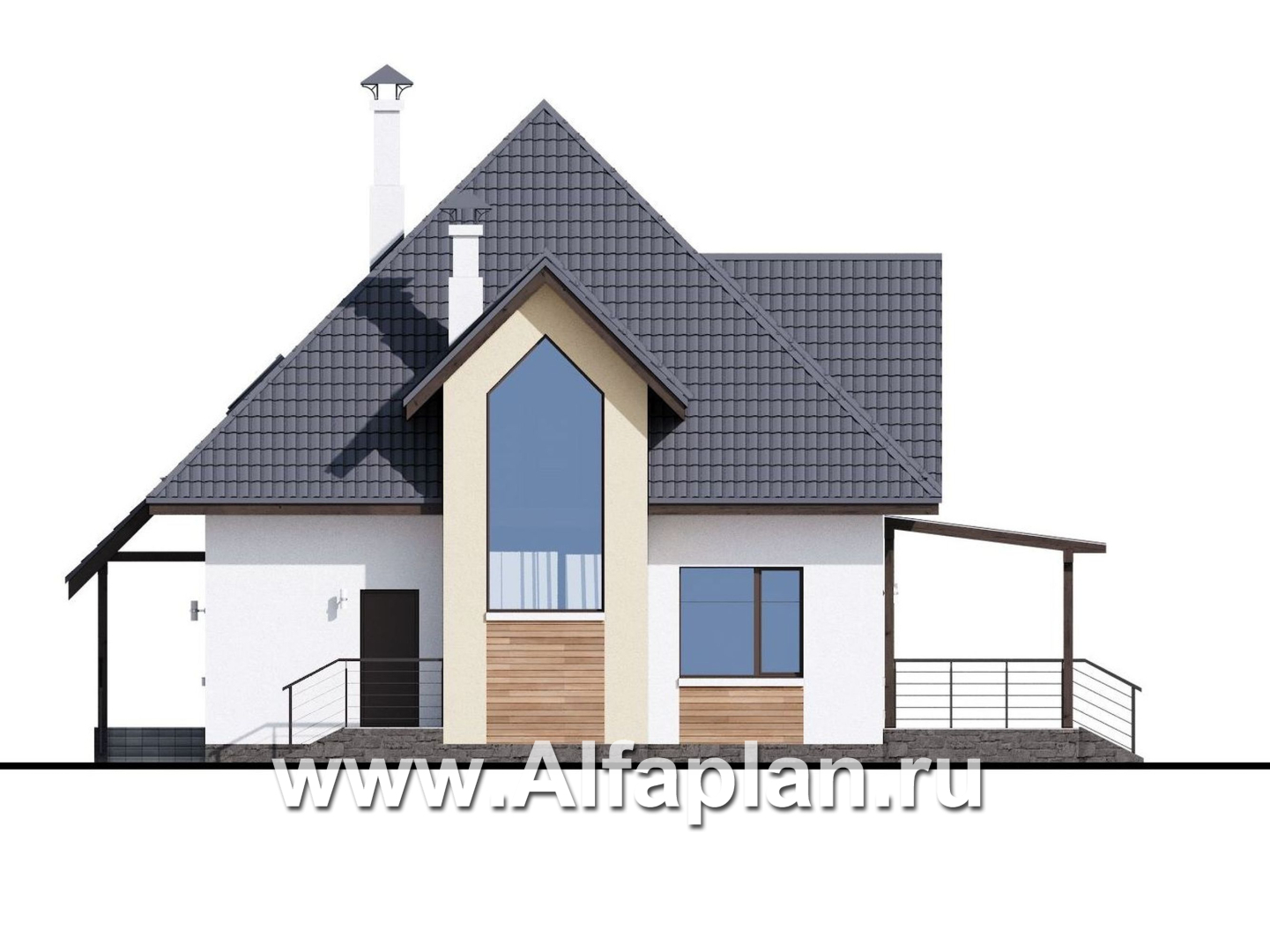 Проекты домов Альфаплан - «Альтаир» - современный мансардный дом - изображение фасада №4
