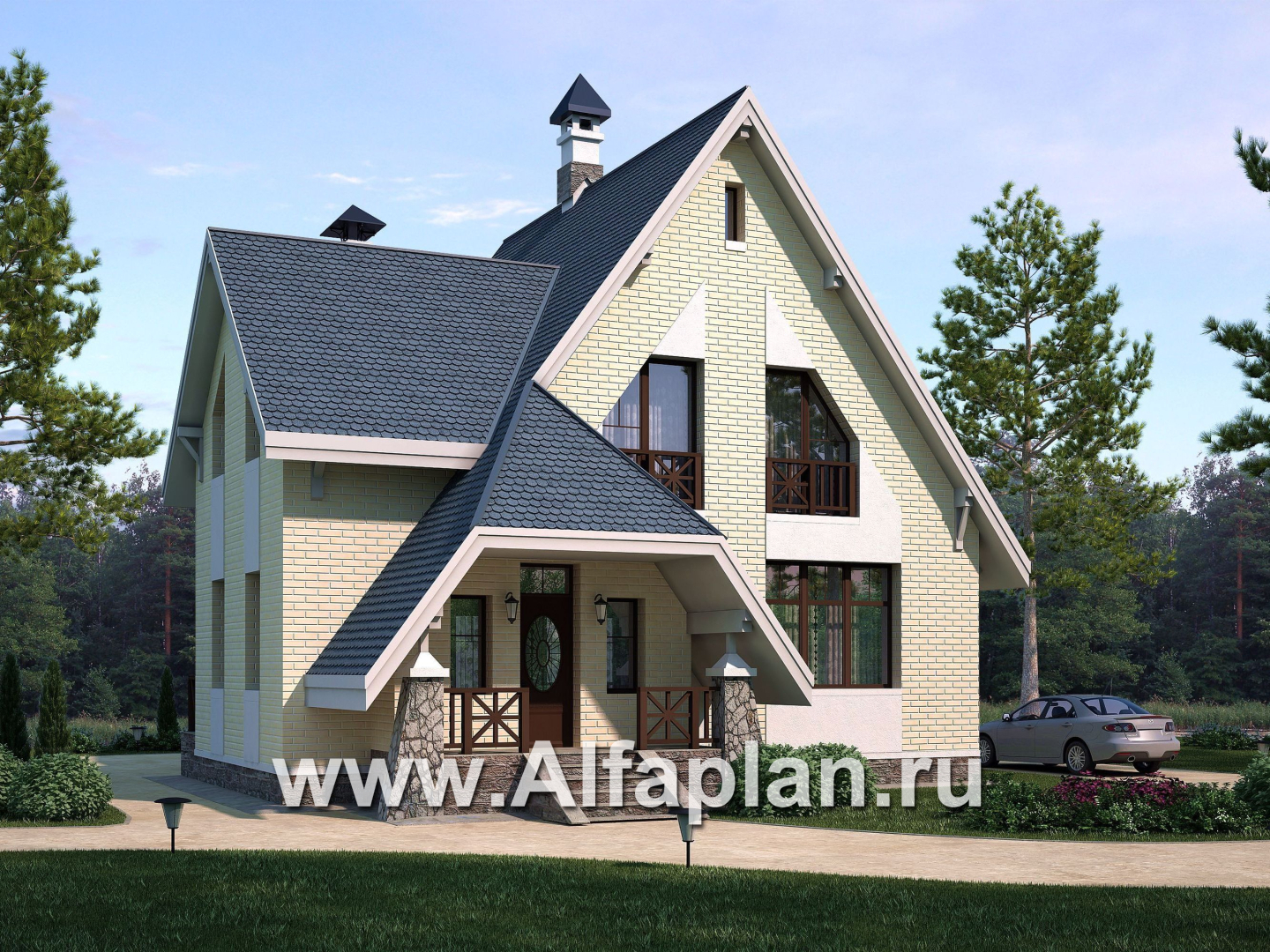 Проекты домов Альфаплан - «Шесть соток» - дом для маленького участка - основное изображение