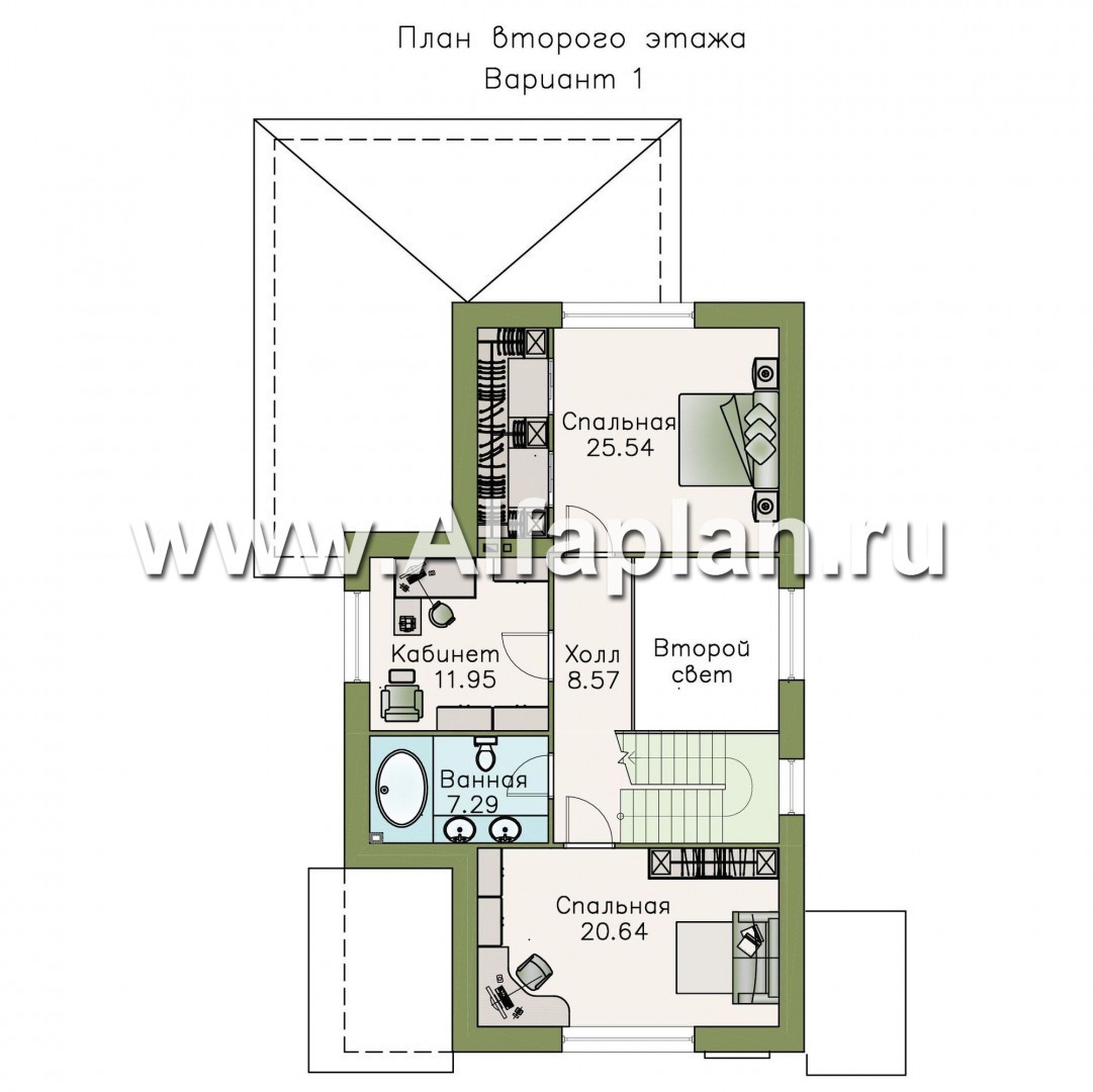 «Роза ветров» - проект дома с мансардой, в скандинавском стиле для узкого участка, с летней куxней - план дома