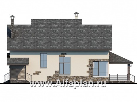 «Роза ветров» - проект дома с мансардой, в скандинавском стиле для узкого участка, с летней куxней - превью фасада дома