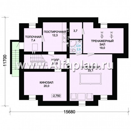 Проекты домов Альфаплан - Ккирпичный особняк с цокольным этажом - превью плана проекта №1