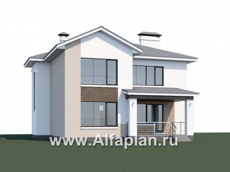 «Платина» - проект двухэтажного дома, с террасой и с балконом, в современном стиле Акварель - превью дополнительного изображения №1