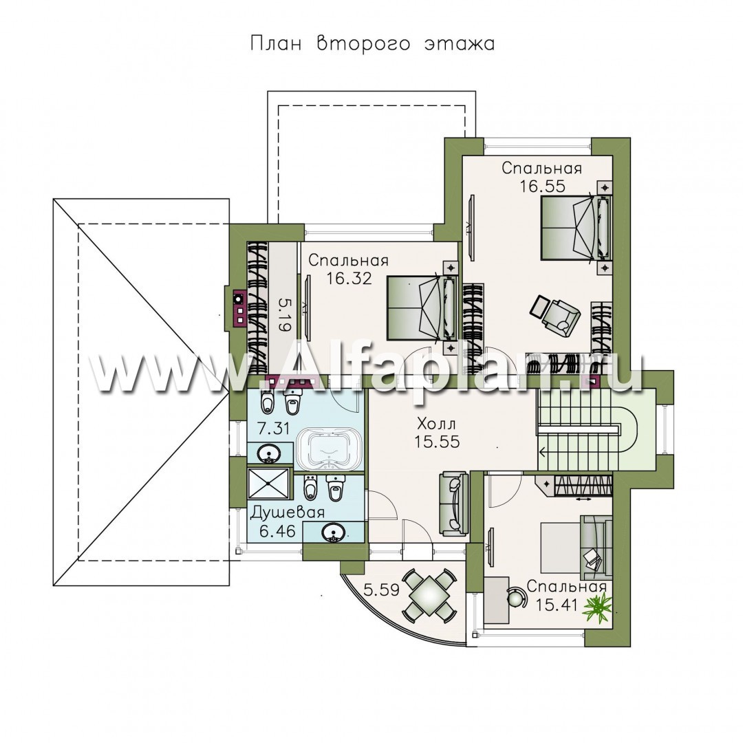 Проекты домов Альфаплан - «Платина» - современный дом в европейской традиции - изображение плана проекта №2