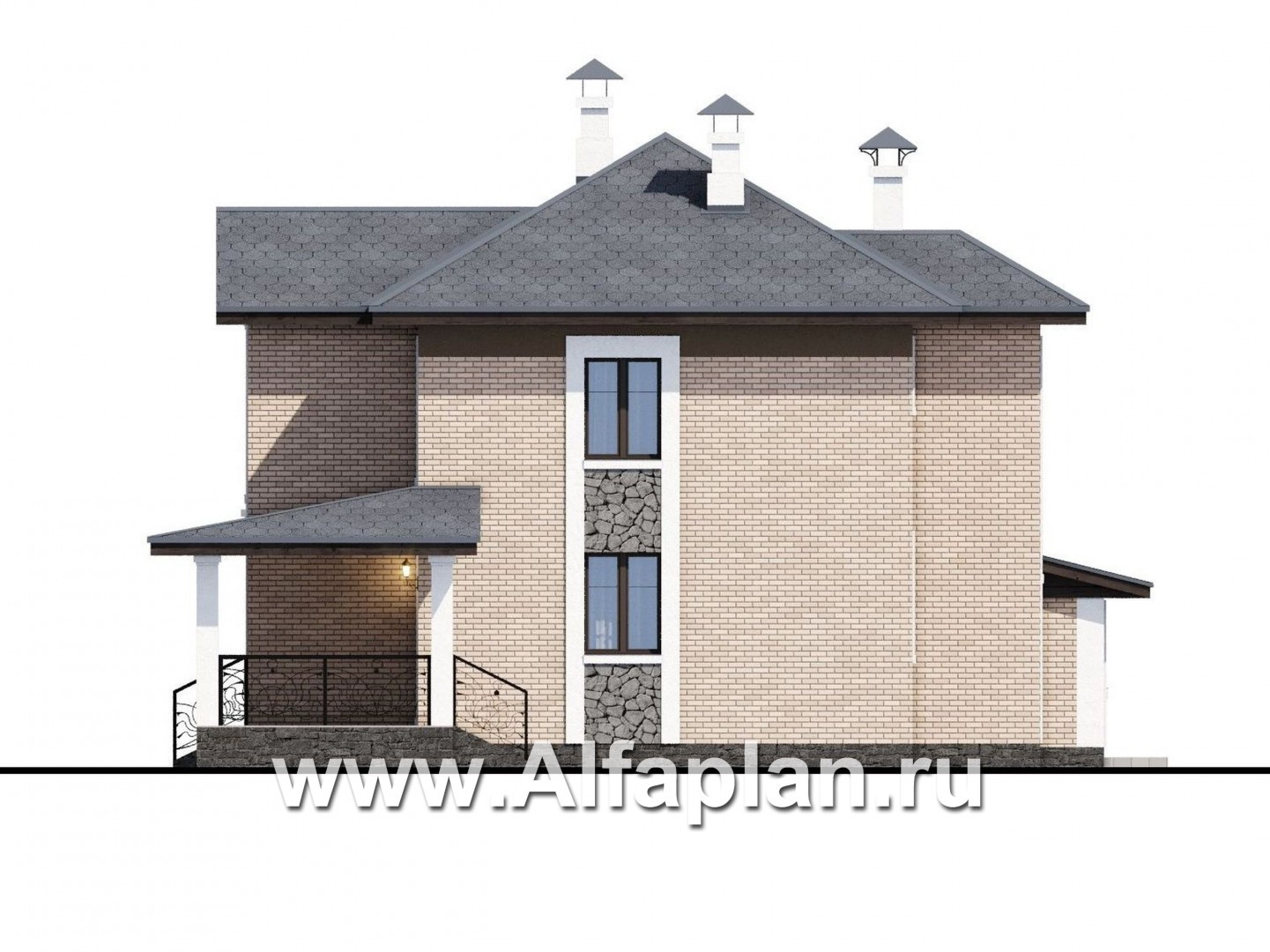 Проекты домов Альфаплан - «Модерн» - изящный коттедж с гаражом в стиле Серебряного века - изображение фасада №2