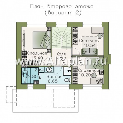 Проекты домов Альфаплан - Двухэтажный дом из кирпича «Карат» - превью плана проекта №3