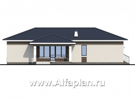 «Ариадна» - проект одноэтажного дома, планировка 3 спальни, c террасой, с гаражом на 2 авто, в современном стиле - превью фасада дома