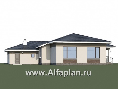 «Ариадна» - проект одноэтажного дома, планировка 3 спальни, c террасой, с гаражом на 2 авто, в современном стиле - превью дополнительного изображения №1