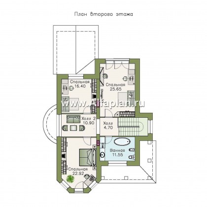 «Эллада» - проект двухэтажного дома, с эркером и с террасой, планировка с кабинетом на 1 эт, в русском стиле - превью план дома