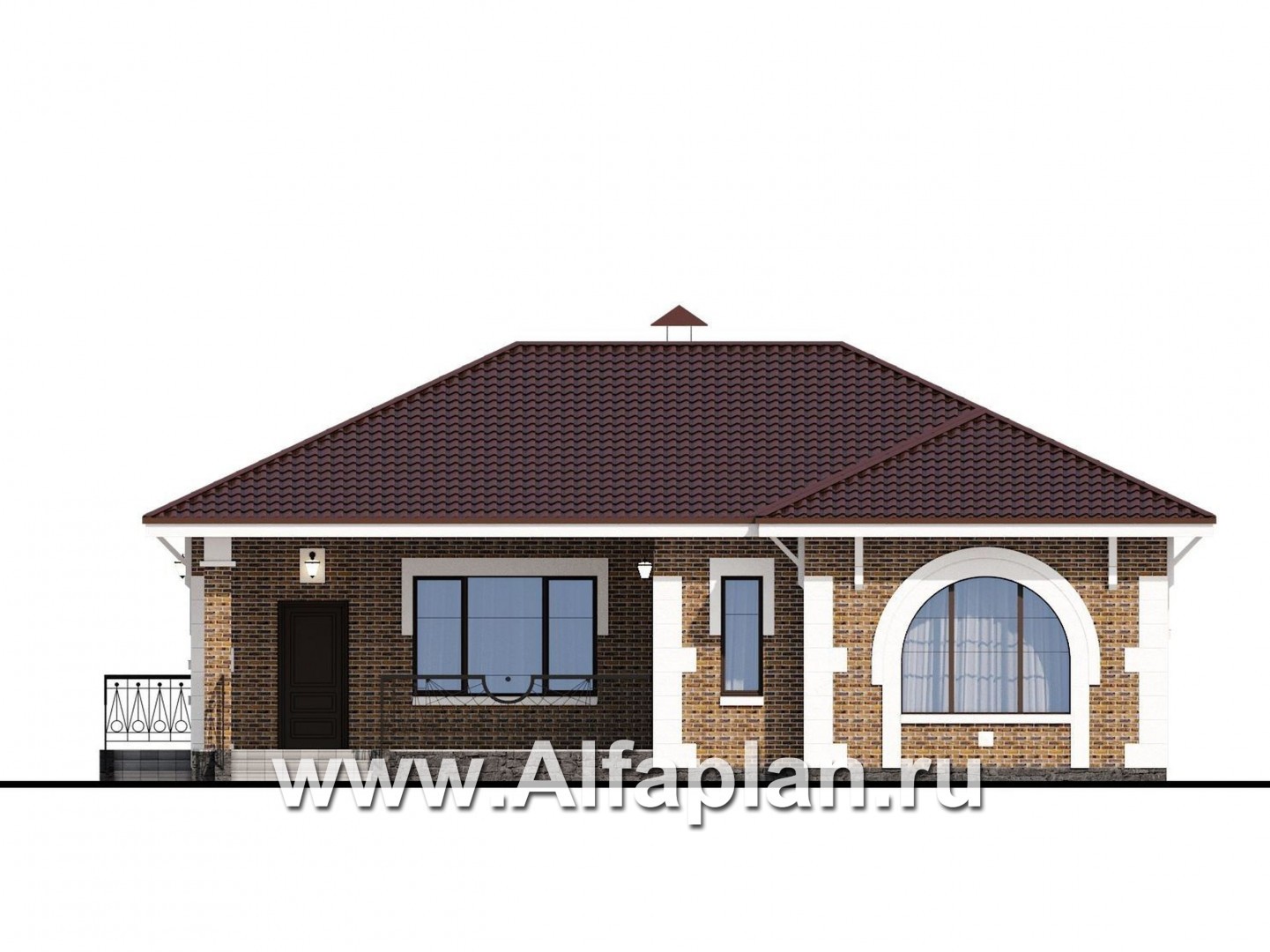 Проект бани с  сауной и хамам, с бассейном длиной 10 м, в стиле Петровское барокко - фасад дома