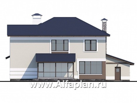 Проекты домов Альфаплан - «Диадема»- респектабельный коттедж с большим гаражом - превью фасада №4