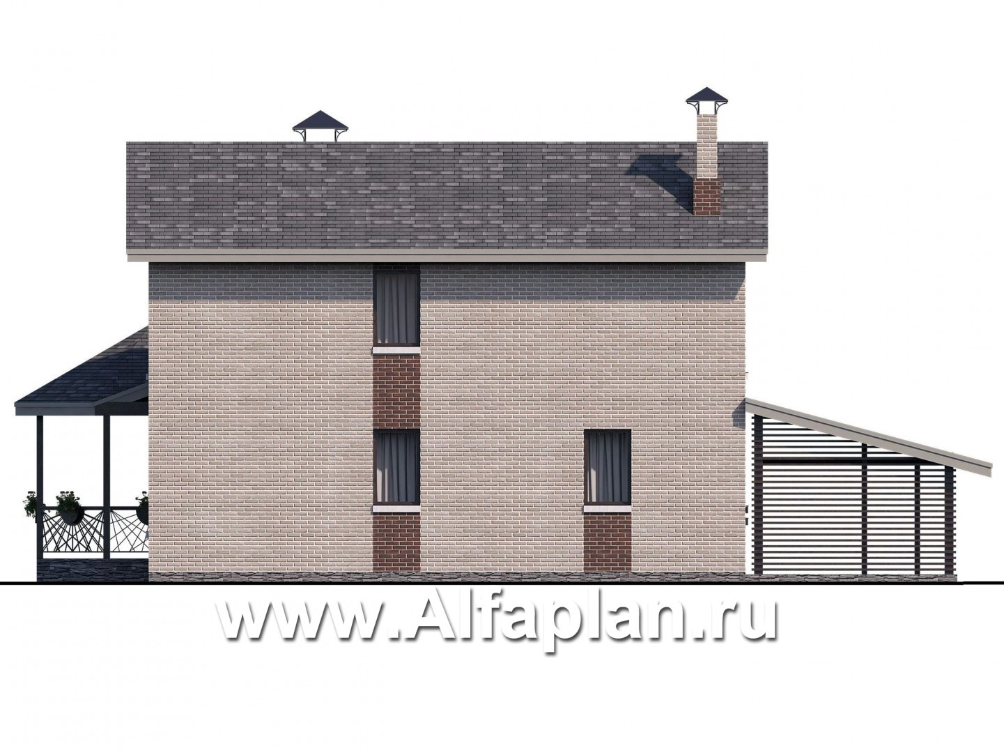 Проекты домов Альфаплан - Двухэтажный дом с эркером - изображение фасада №4